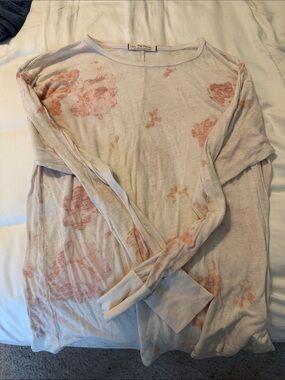 FREE PEOPLE SMALL Light Pink Long Sleeve Floral Print Top